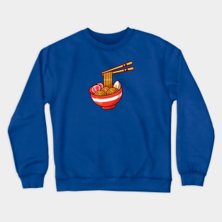 Ramen Noodle Egg And Meat With Chopstick Cartoon Crewneck Sweatshirt
